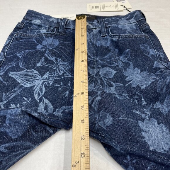 7 For All Mankind Jeans 24 Indigo Fairytale‎ Floral High Rise Skinny Bootcut - Picture 6 of 16